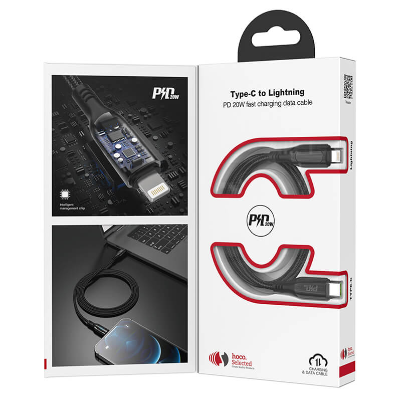 Hoco Type-C to Lightning Led PD 20W Extreme Charging Data Cable S51