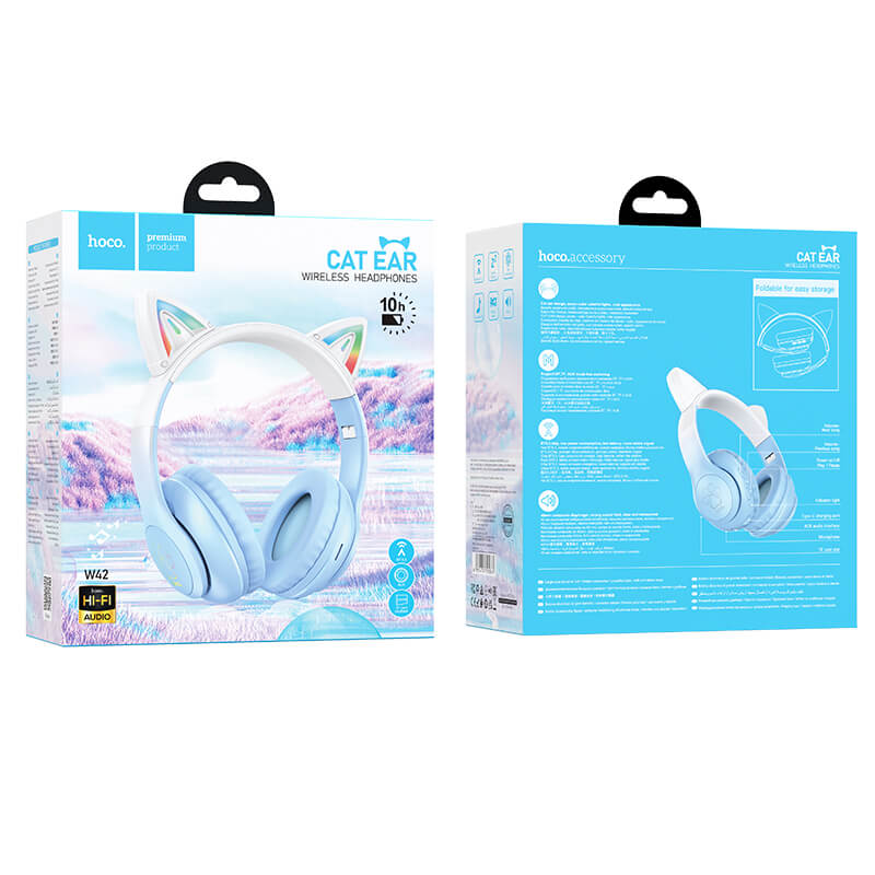 Hoco Ergonomic Cat Ear Bluetooth Headset with LED Light W42