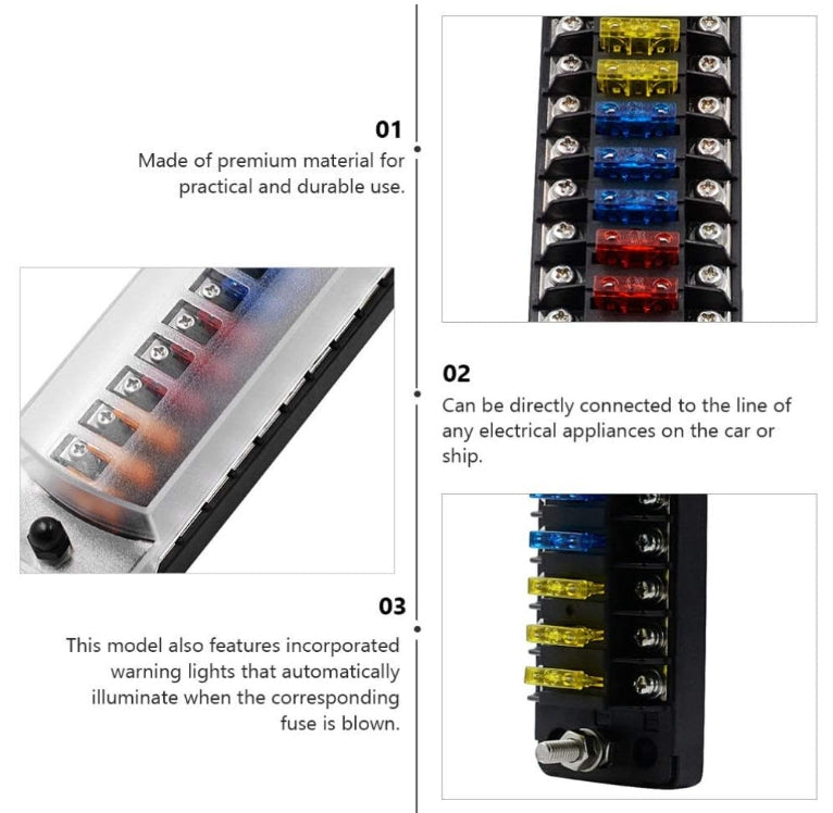 12 Ways Box Fuse Box Multi-input Multi-output Car Fuse Box with Cover 12V/24V Automotive