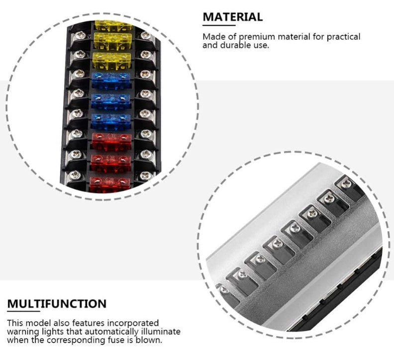 12 Ways Box Fuse Box Multi-input Multi-output Car Fuse Box with Cover 12V/24V Automotive