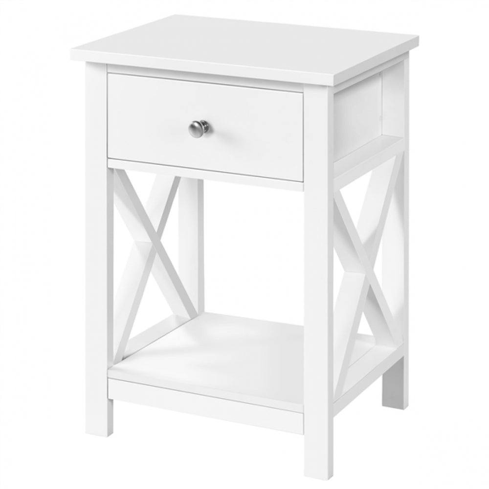 Improved Quality Wood X Shape Bedside End Table Set of 2 Storage Cabinet Nightstand
