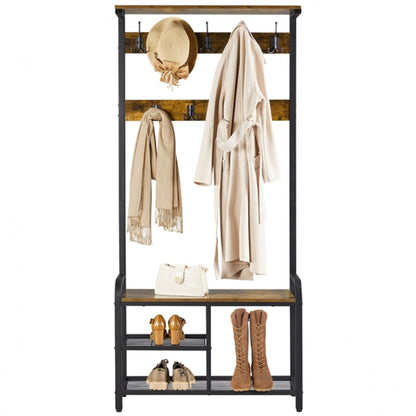 72” H Multifunctional Hall Tree with Bench &amp; Shoe Storage