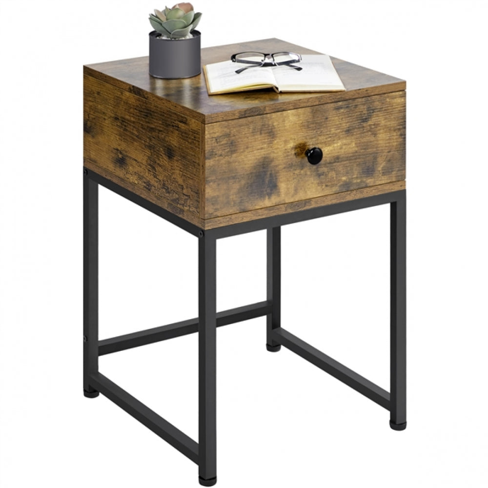 Industrial 1-Drawer Side Table Nightstand