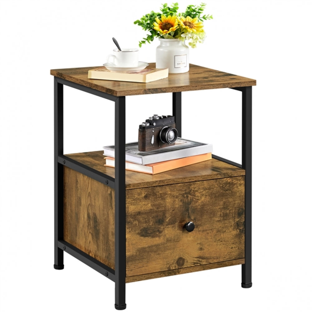 Side Table with Drawer Open Shelf