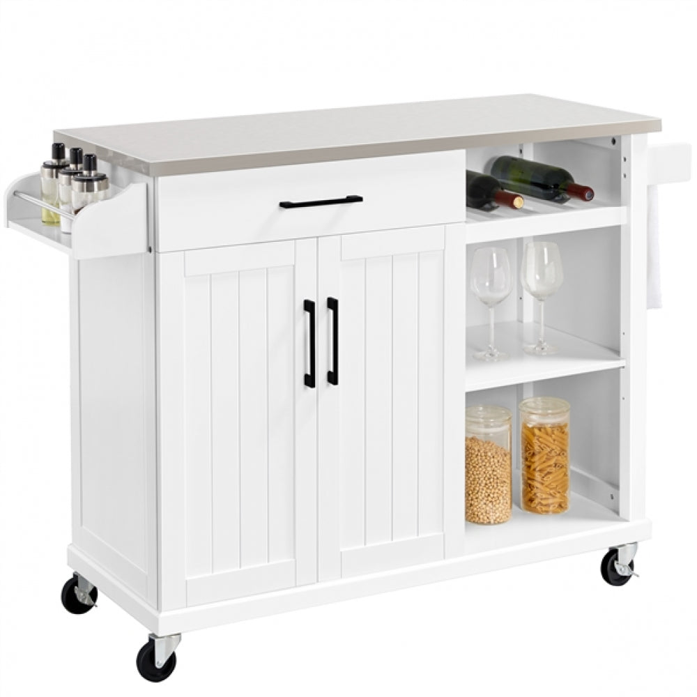Kitchen Island Cart with Stainless Steel Top & Storage