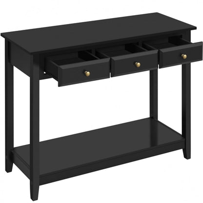 3-Drawer Console Table with Storage Shelf