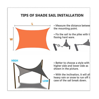 4 Colours 3*4m Sand Rectangle Sun Shade Sail UV Block for Outdoor Patio Garden