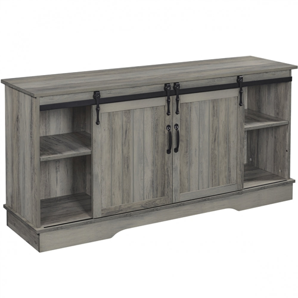 Sliding Barn Door TV Stand Grey Wash TV Cabinet