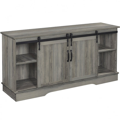 Sliding Barn Door TV Stand Grey Wash TV Cabinet