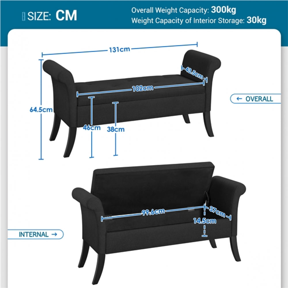 Modern Fabric Tufted Storage Bench Ottoman