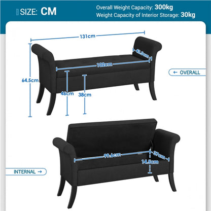 Modern Fabric Tufted Storage Bench Ottoman