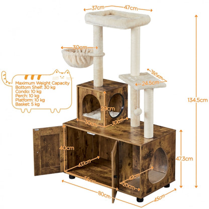 Litter Box Enclosure with Cat Tree Tower