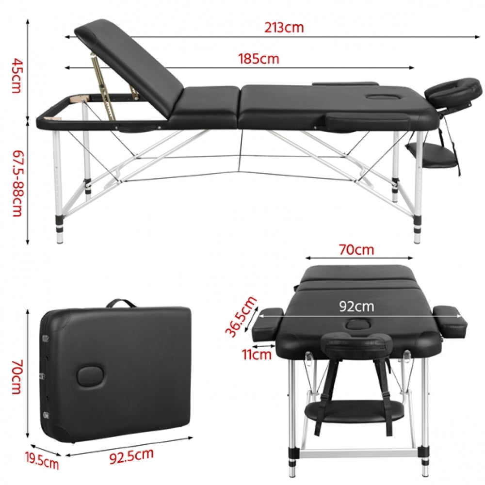 Adjustable 3 Fold Massage Bed Aluminum Alloy Massage Couch