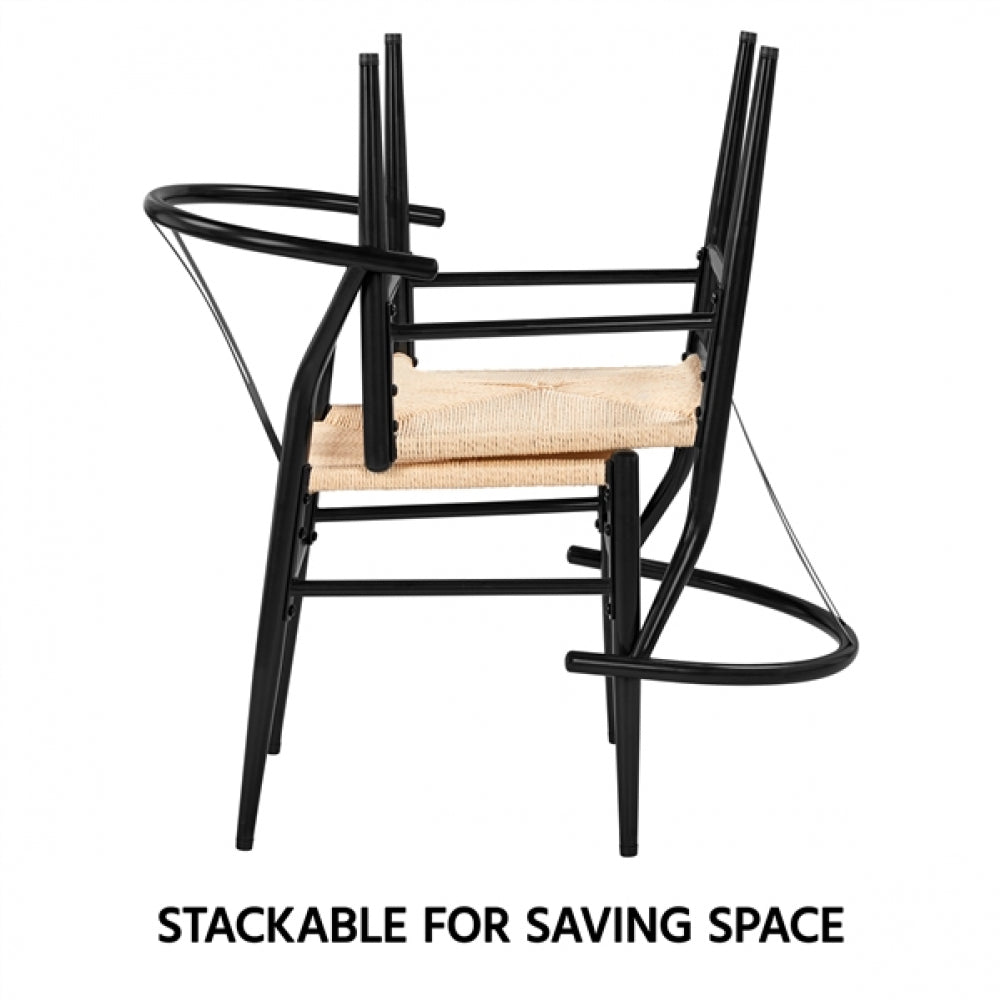 4PCS Weave Arm Chairs