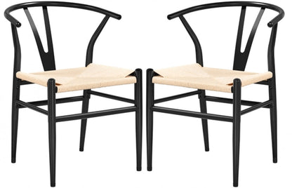 2pcs Modern Chair Y-Shaped Backrest Mid-Century Metal Dining Chair