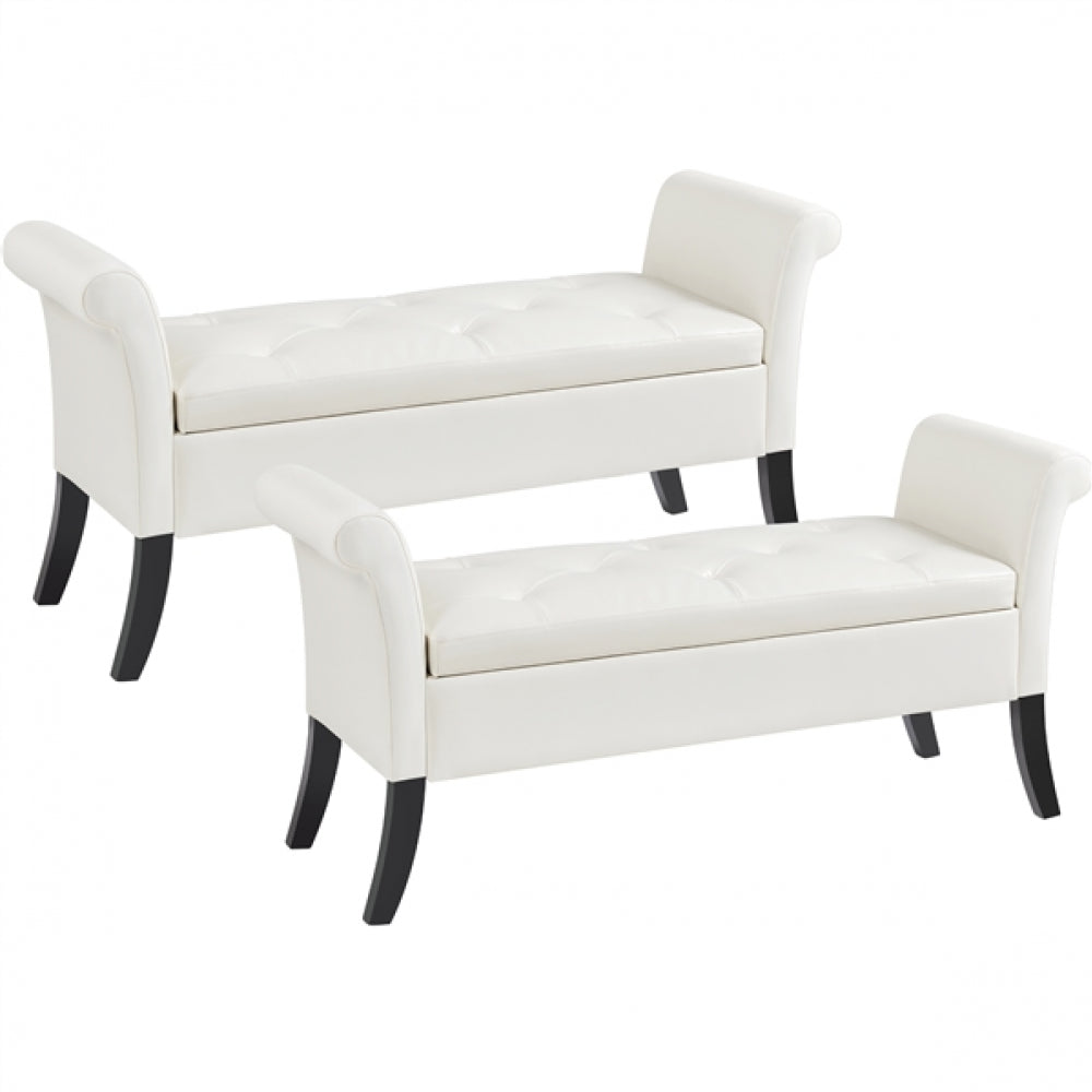 Faux Leather Accent Upholstered Multifunctional Vintage Storage Bench