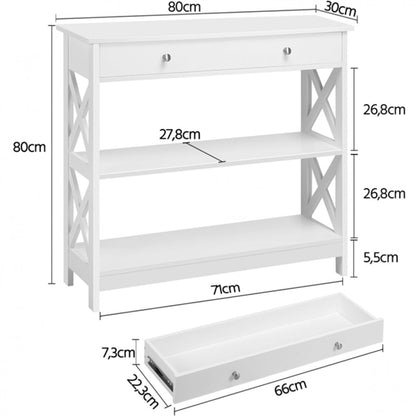 Wooden Console Table with 1 Drawer and 2 Open Shelves