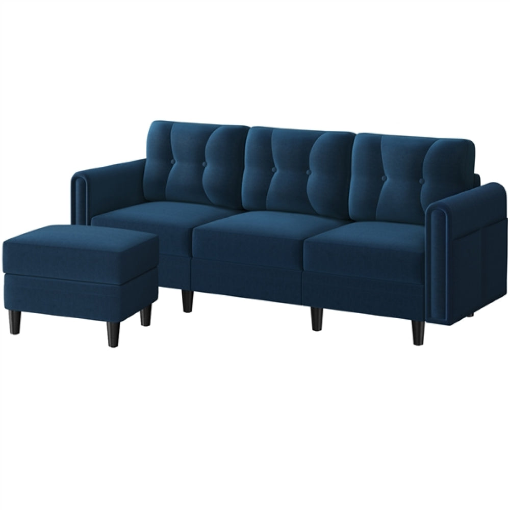 Velvet Upholstered Corner Sofa
