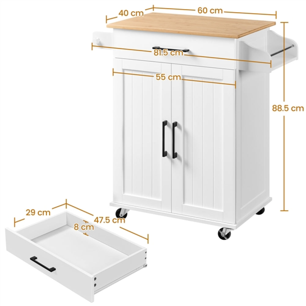 Kitchen Island Cart with Spice Rack Storage Rolling Kitchen Cart