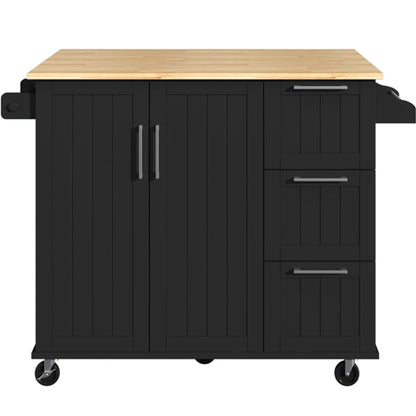 Kitchen Cart Kithen Trolley with Wood Top and Drop Leaf Breakfast Bar