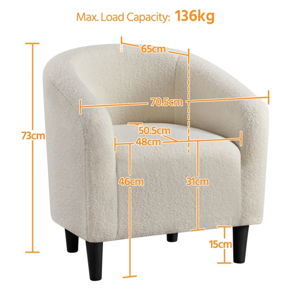 Boucle Club Chair Accent Barrel Chair Upholstered Arm Chair
