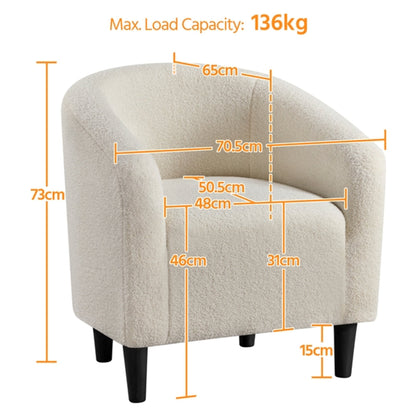 Boucle Club Chair Accent Barrel Chair Upholstered Arm Chair