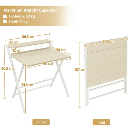 2-Tier Foldable Computer Desk w/ Monitor Shelf