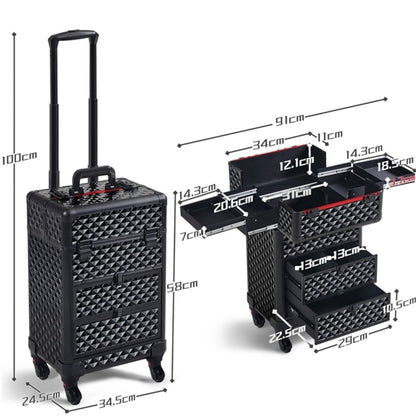 Professional Rolling Makeup Train Case with Drawers