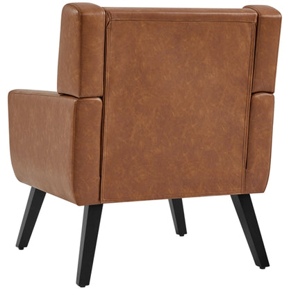 Button Tufted Armchair with Solid Wood Legs