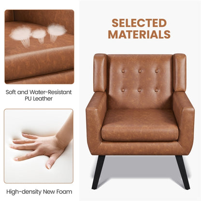 Button Tufted Armchair with Solid Wood Legs