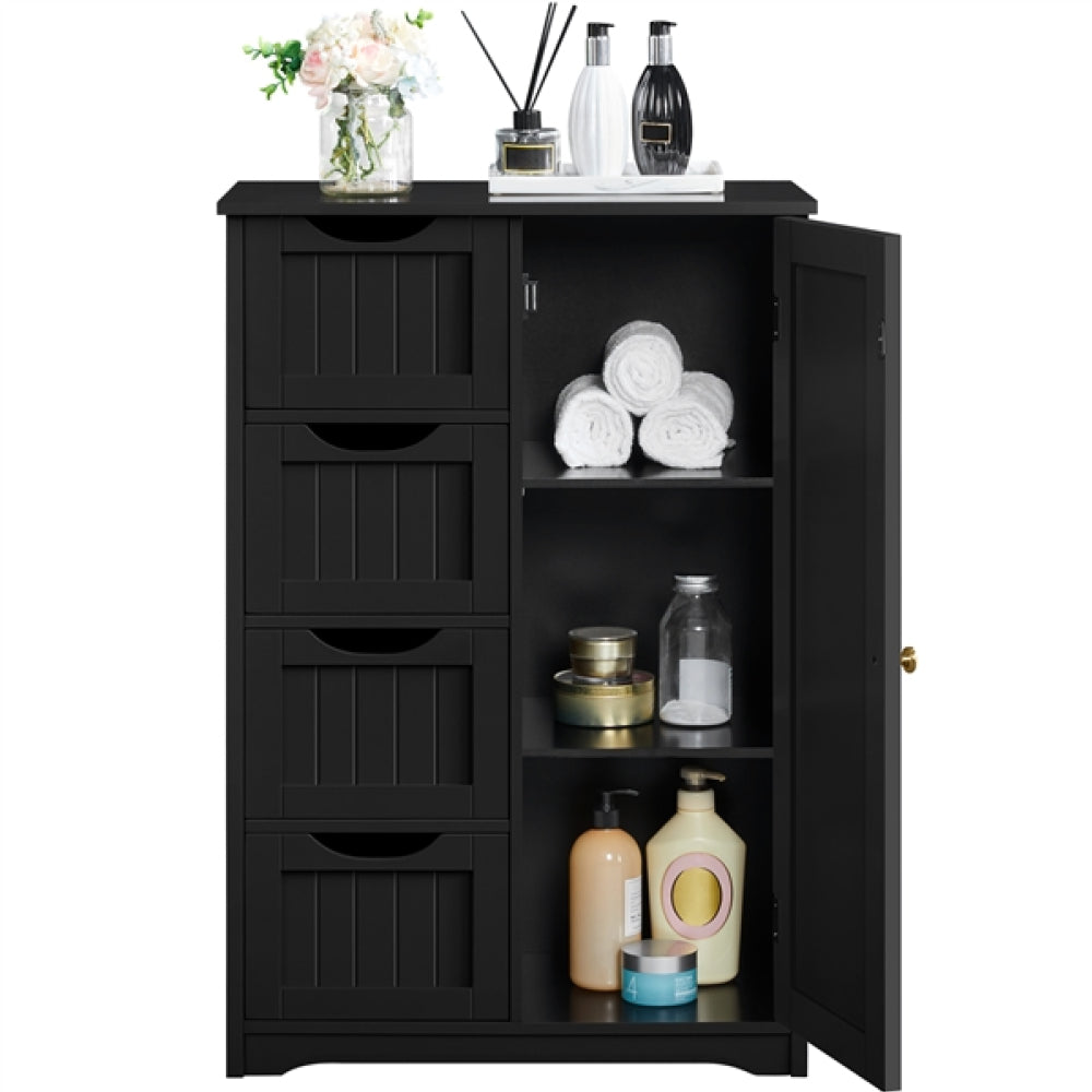 Wooden Bathroom Cabinet 4 Drawers & Cupboard Bathroom Storage Unit