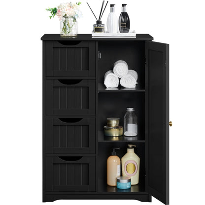 Wooden Bathroom Cabinet 4 Drawers & Cupboard Bathroom Storage Unit