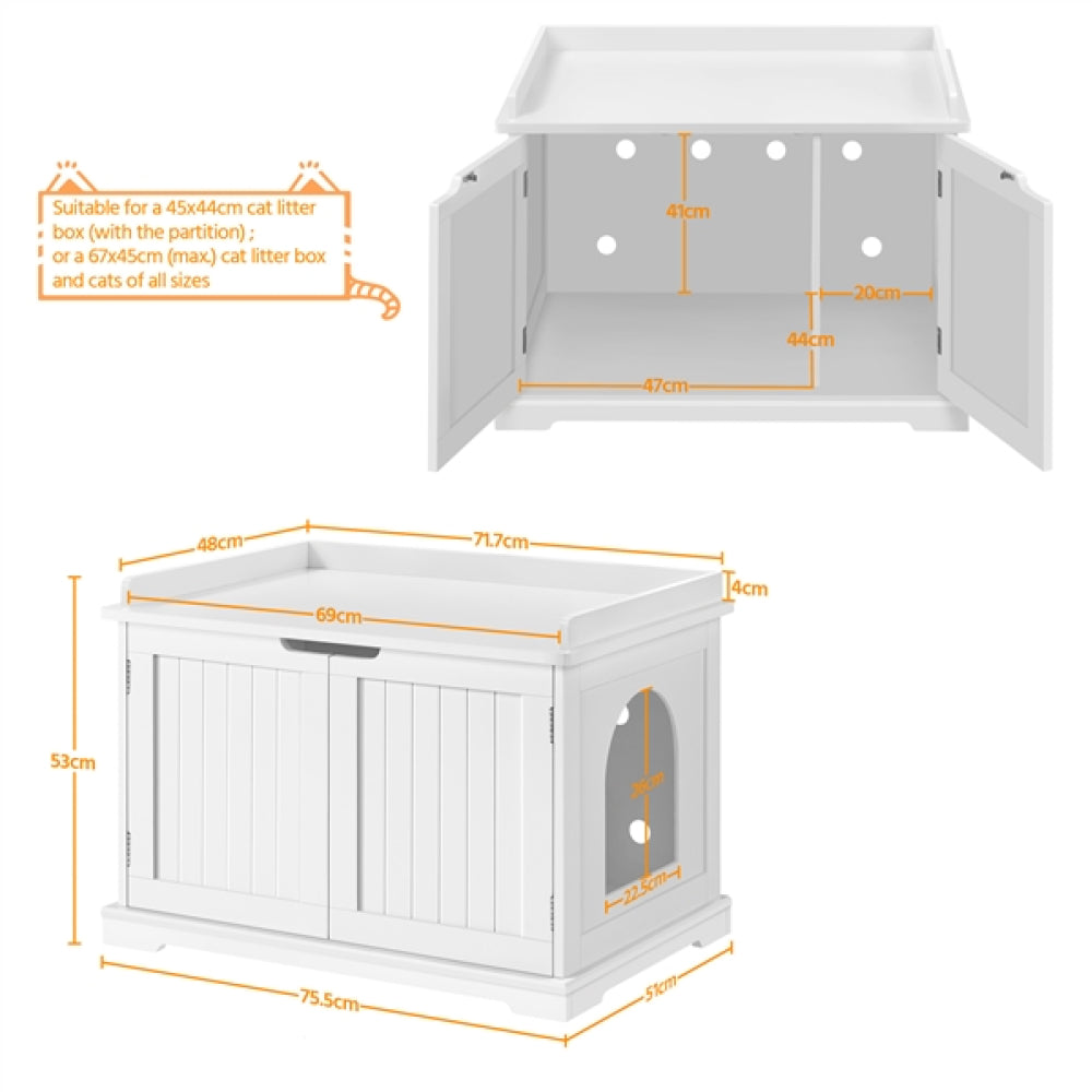 Pet Litter Box Wooden Storage Bench