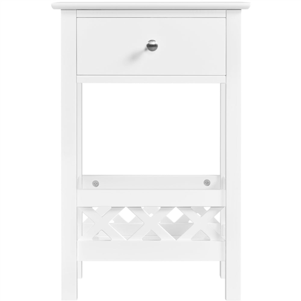 Farmhouse Bedside Table with 1 Drawer 1 Shelf with Fence