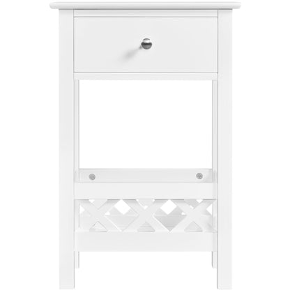 Farmhouse Bedside Table with 1 Drawer 1 Shelf with Fence