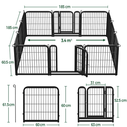 12 Panels Dog Playpen Metal Pet Pen