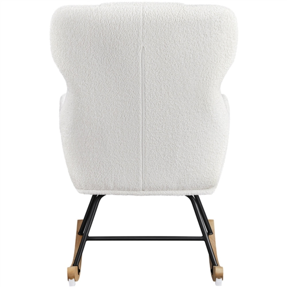 Boucle Upholstered Armchair Rocking Chair