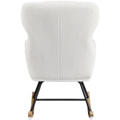 Boucle Upholstered Armchair Rocking Chair