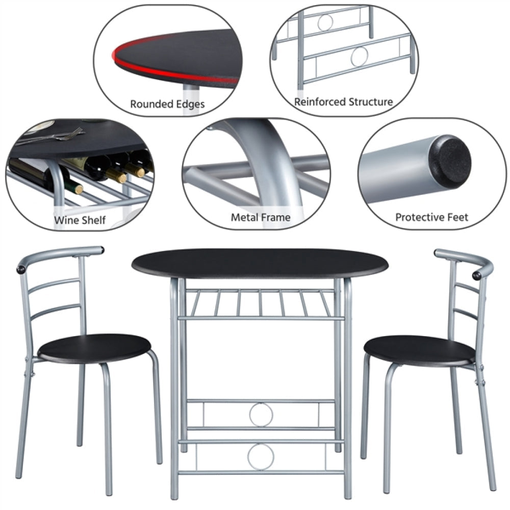 Modern Round Dining Table Set for 2 Chairs + 1 Table