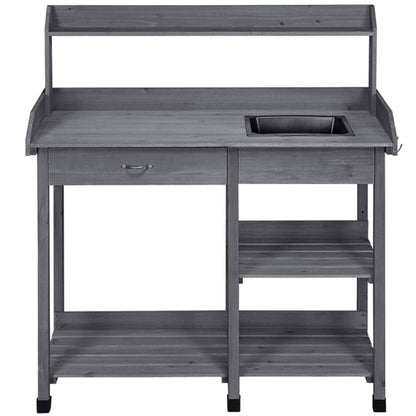 Garden Potting Bench with Basin Garden Work Bench Station