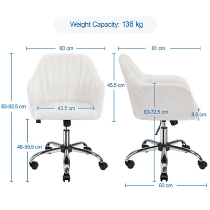 Modern Boucle Desk Chair Computer Chair Computer Chair Ivory