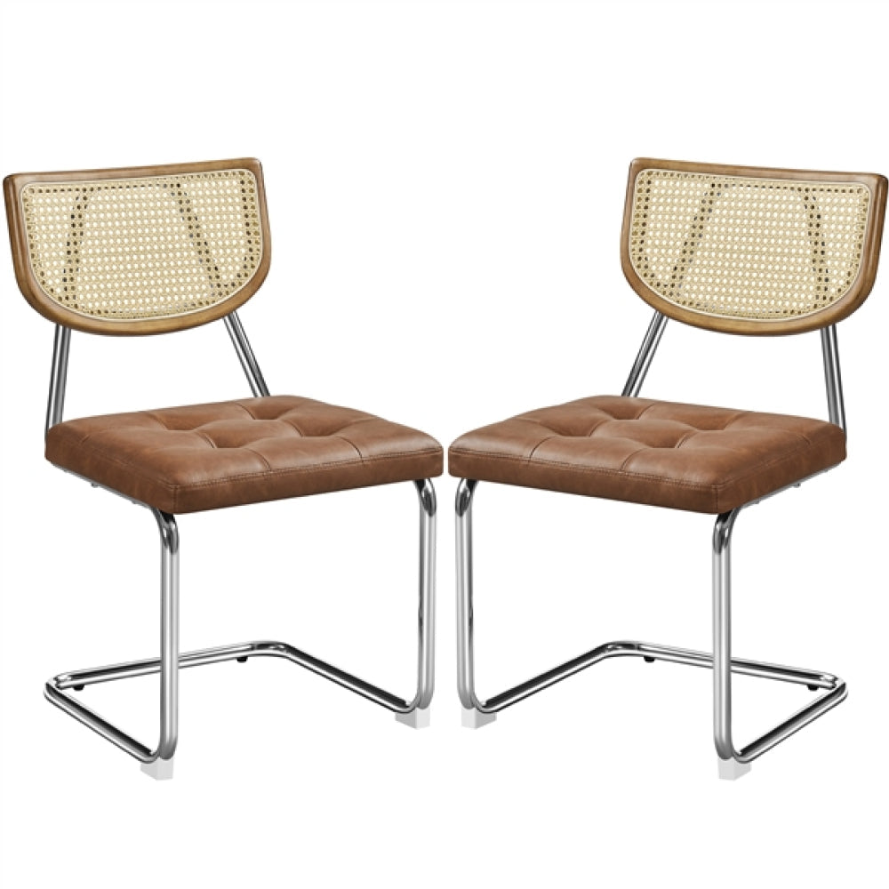 6PCS Mid-Century Modern Dining Chairs with Mesh Rattan Back