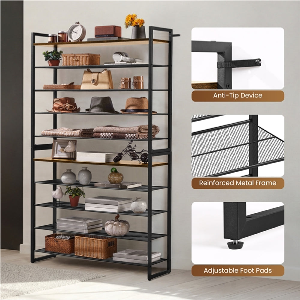10-Tier Iron Shoe Rack Organizer