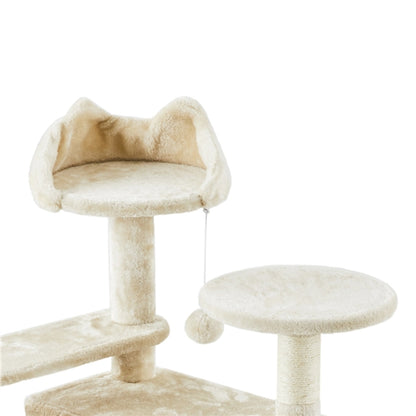 Cat Tree Condo Kitten Tree Tower w/ 2 Condos & Dangling Ball & Round Platform & Ladder