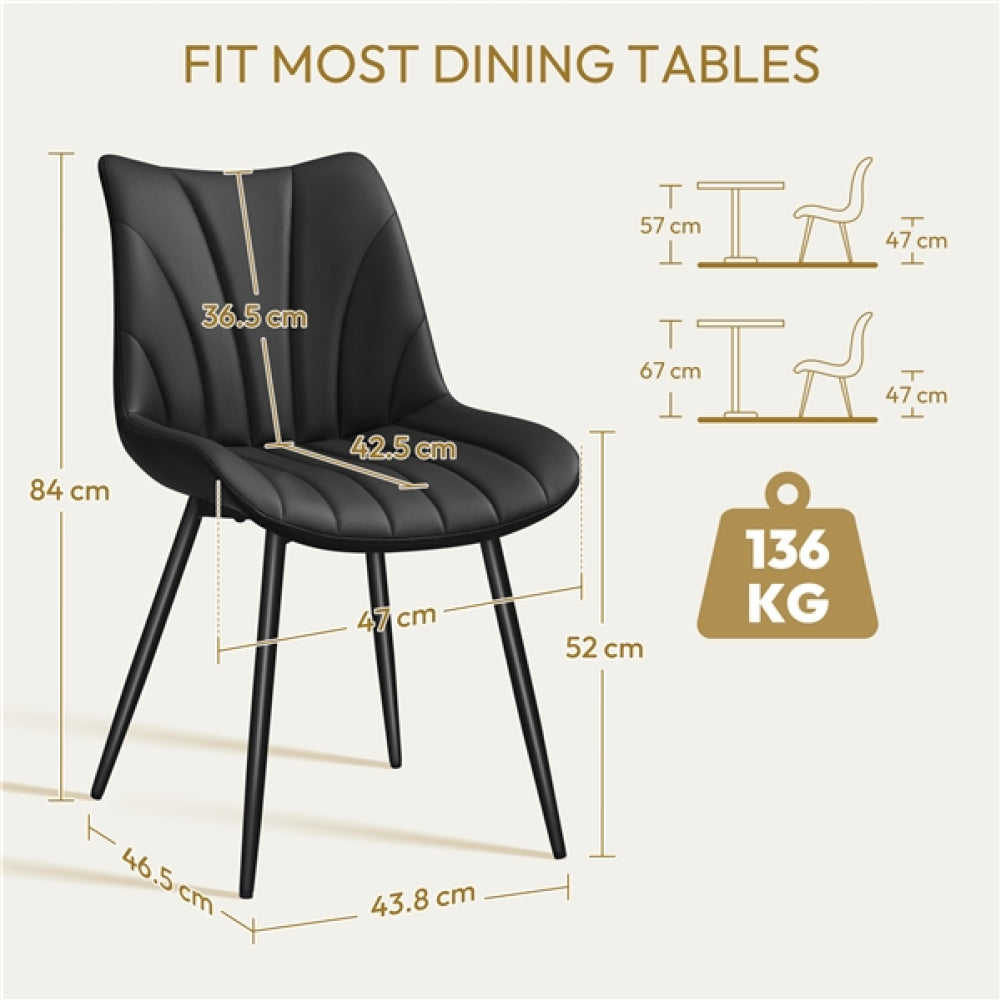 Set of 4 Modern Faux Leather Upholstered Dining Chairs with Metal Legs