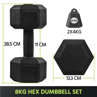 2x4kg (Sold in Pair) Hex Dumbbells Set