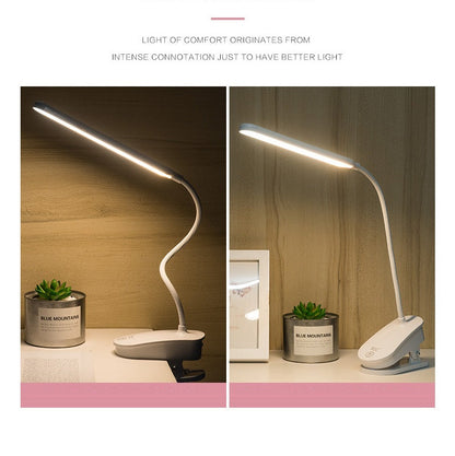 Rechargeable Clip-On LED Lamp USB Flexible Touch Control Desk Reading Light