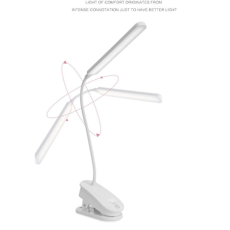Rechargeable Clip-On LED Lamp USB Flexible Touch Control Desk Reading Light