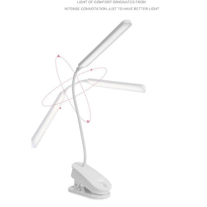 Rechargeable Clip-On LED Lamp USB Flexible Touch Control Desk Reading Light