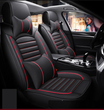 Car Seat Cover Faux Leather Cushion 5 Seater Full Set Front & Rear + Pillows